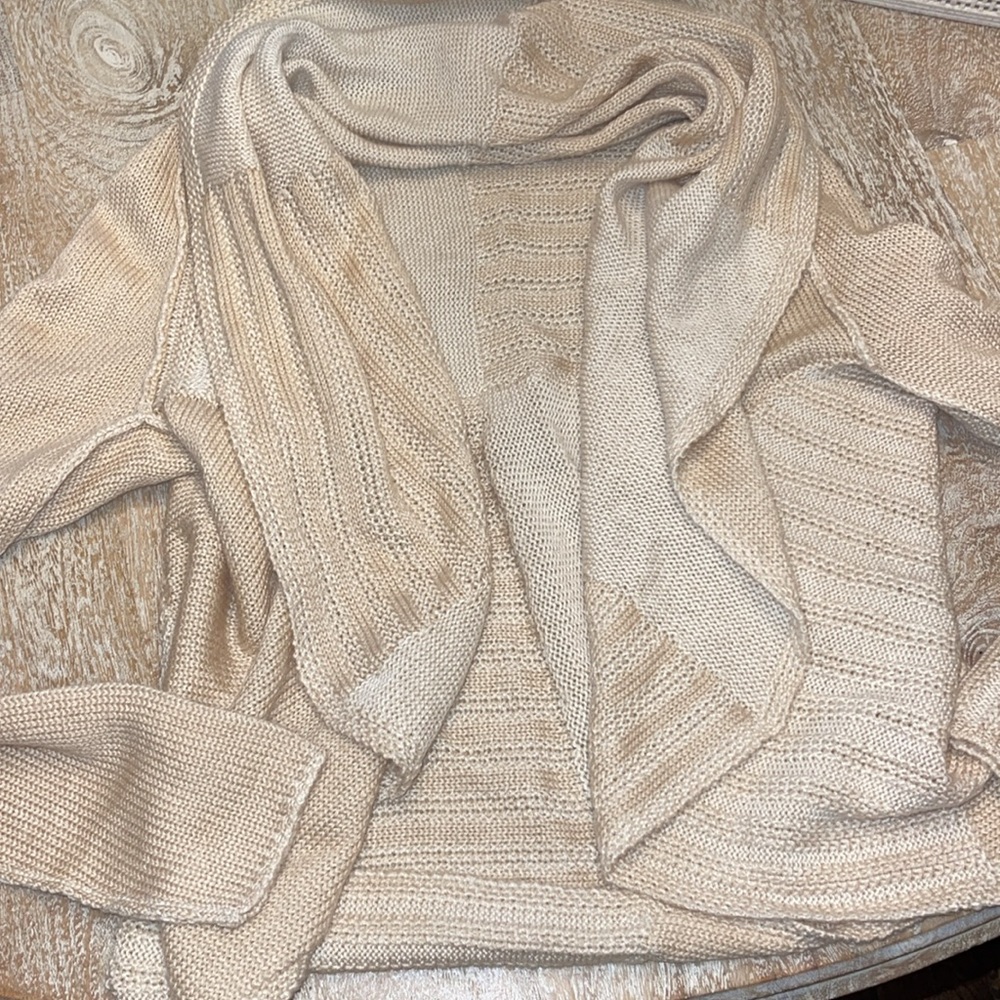 Cabi Style #483 Patchwork Tan Circle Cardigan Swe… - image 4